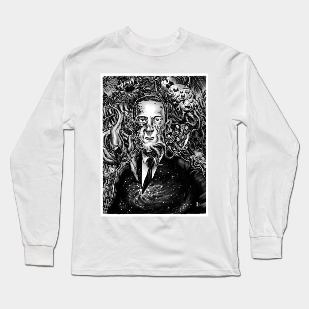 HP Lovecraft, Titan of Terror Long Sleeve T-Shirt by ThingamaPeej